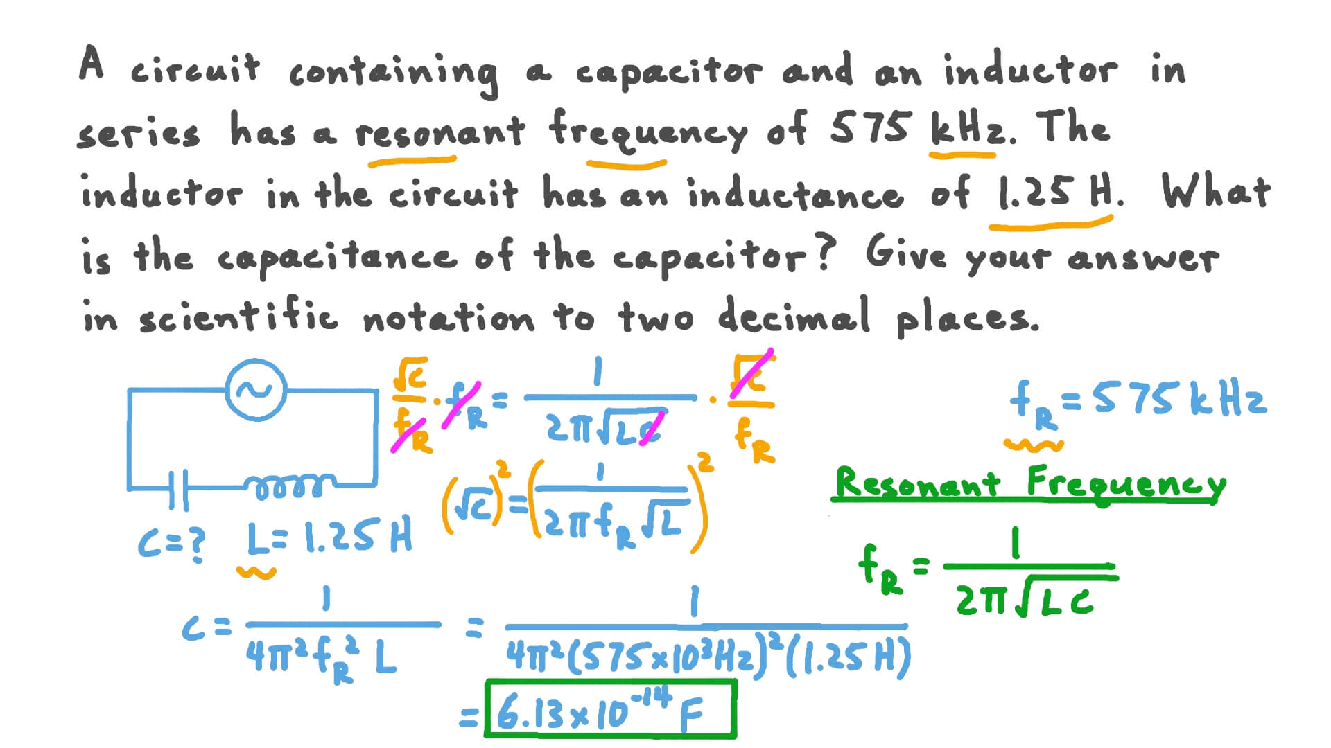 Question Video Resonance in Alternating Current Circuits Nagwa