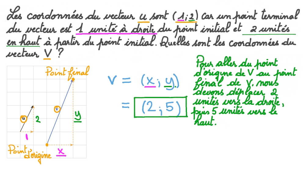 Les coordonnées d’un vecteur sur une grille