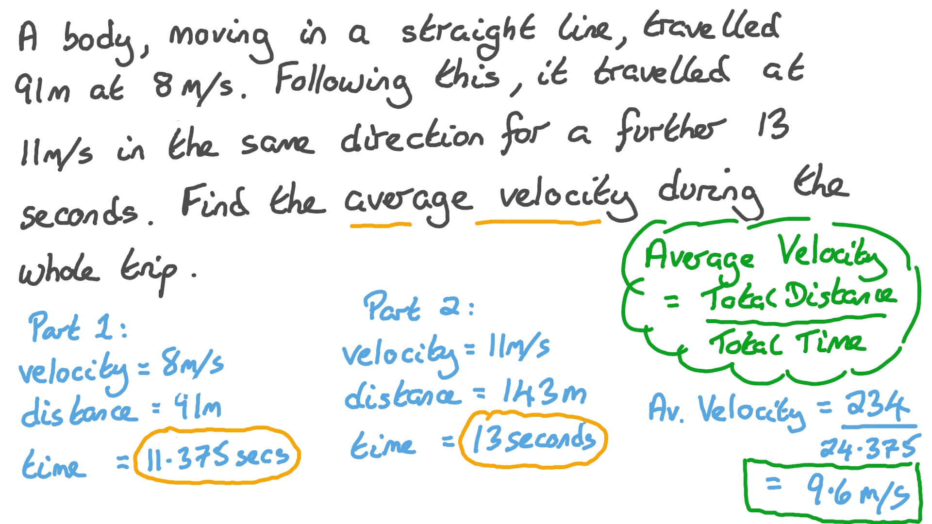 Question Video Finding the Average Velocity of a Body Moving in a