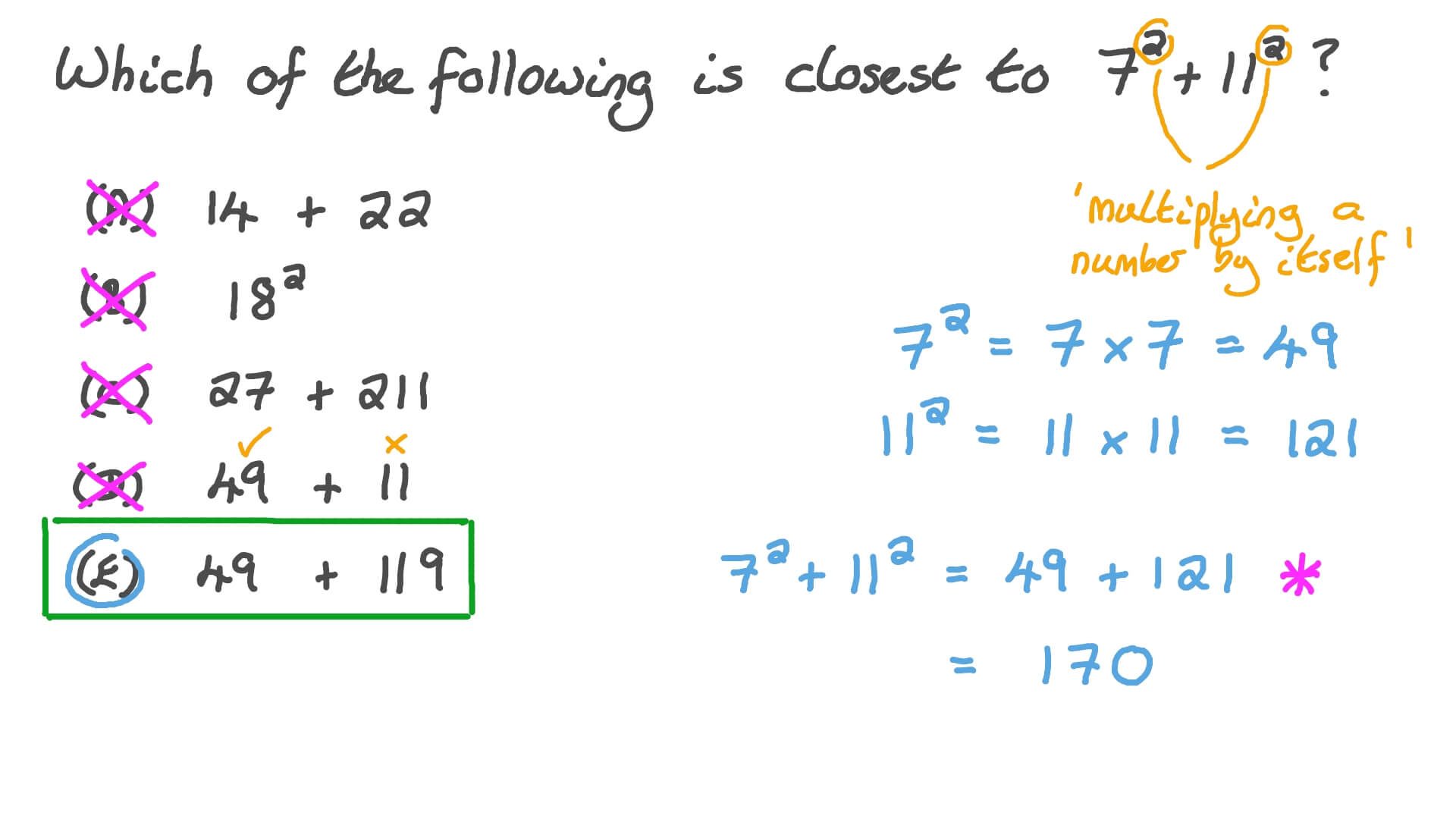 Question Video: Finding the Closest Value to the Sum of Numbers with ...