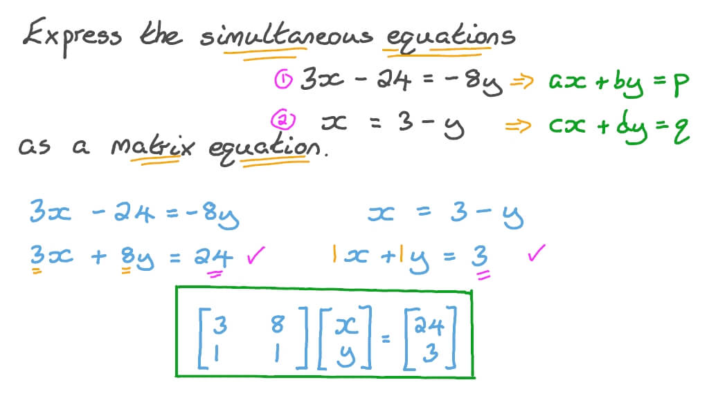 Expressing a Pair of Simultaneous Equations as a Matrix Equation
