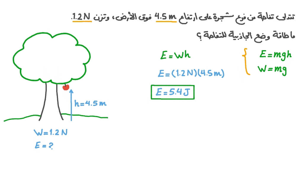 إيجاد طاقة وضع الجاذبية لكتلة ما