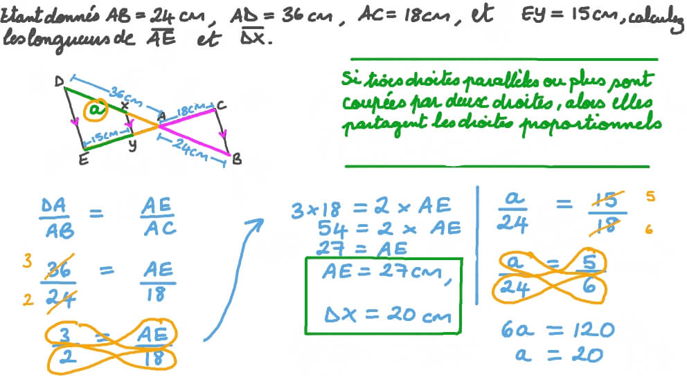 Calcul des côtés inconnus d’un triangle à partir des côtés d’un triangle semblable