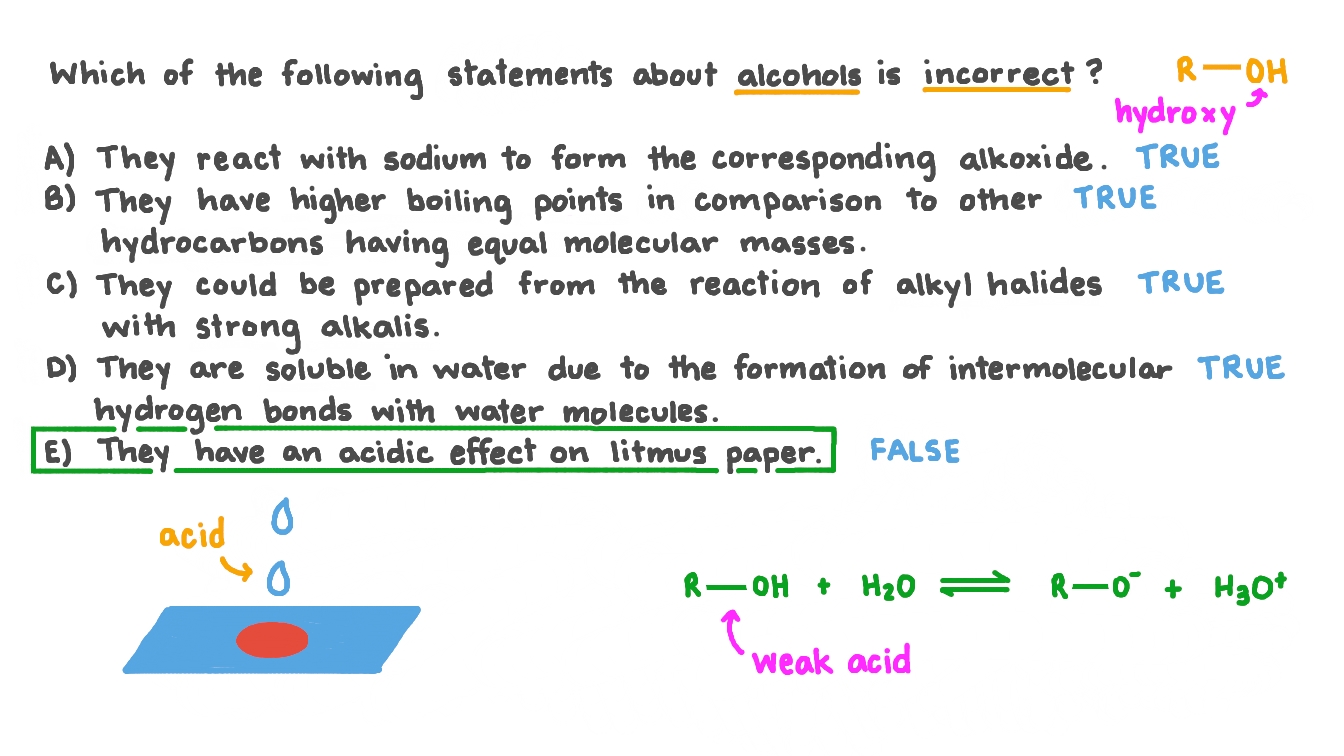 Identifying Which Statement Is Not a Property of an Alcohol