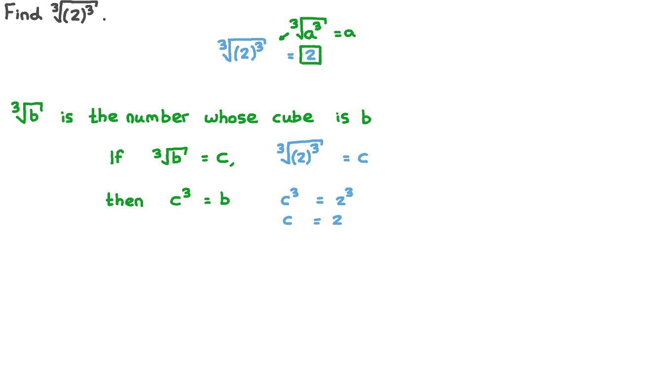 Question Video: Evaluating the Cube Root of the Cube of an Integer | Nagwa