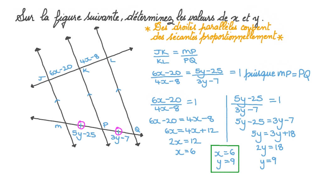 Déterminer des longueurs en utilisant les propriétés des droites parallèles