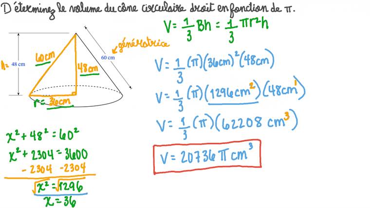 Leçon : Volume d’un cône | Nagwa