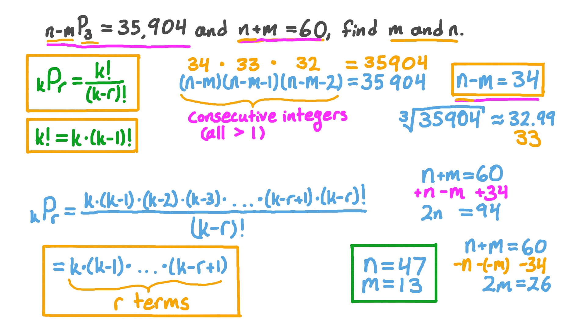 Question Video Evaluating Permutations To Find Unknowns Nagwa
