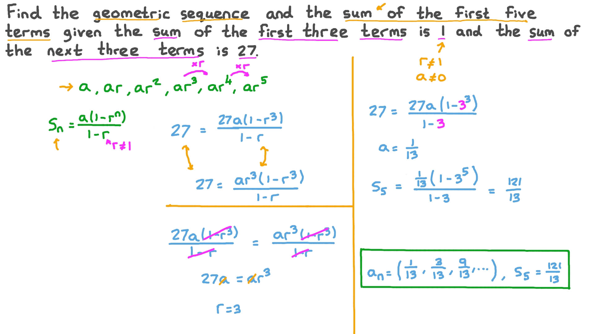 Question Video Finding A Geometric Sequence And The Sum Of Terms