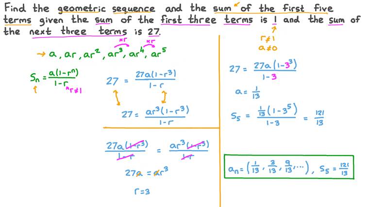 Lesson: Sum of a Finite Geometric Sequence | Nagwa