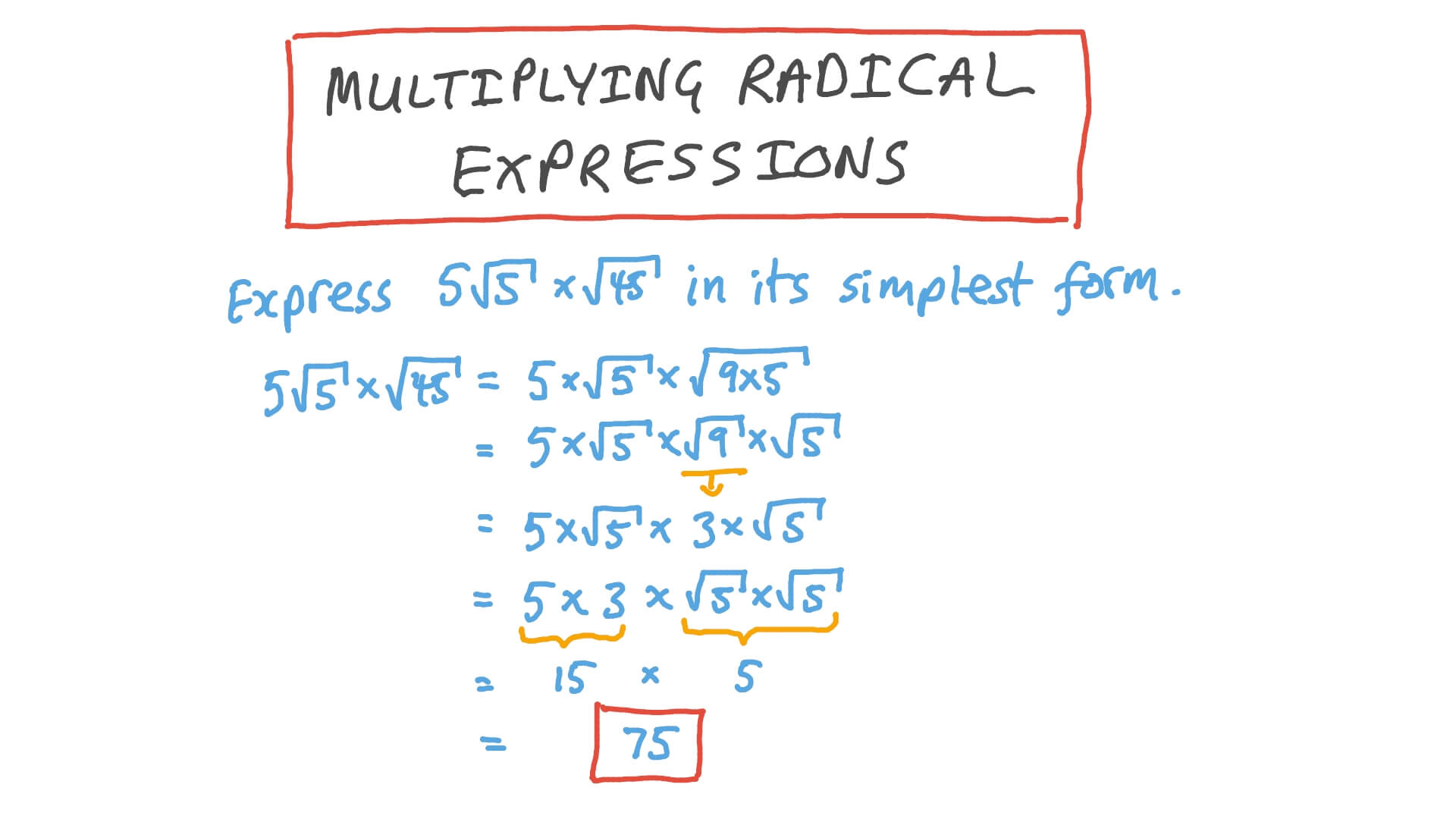Lesson Video Multiplying And Dividing Square Roots Nagwa