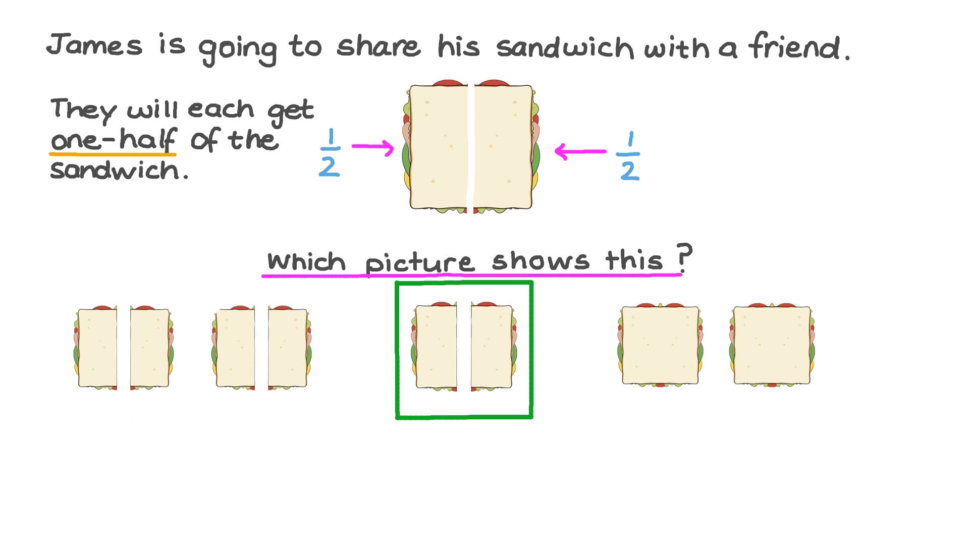 Question Video: Sharing by Dividing in Half | Nagwa