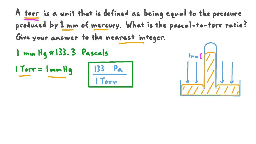 Question Video Determining The Ratio Of Pascals To Torrs Of Pressure 