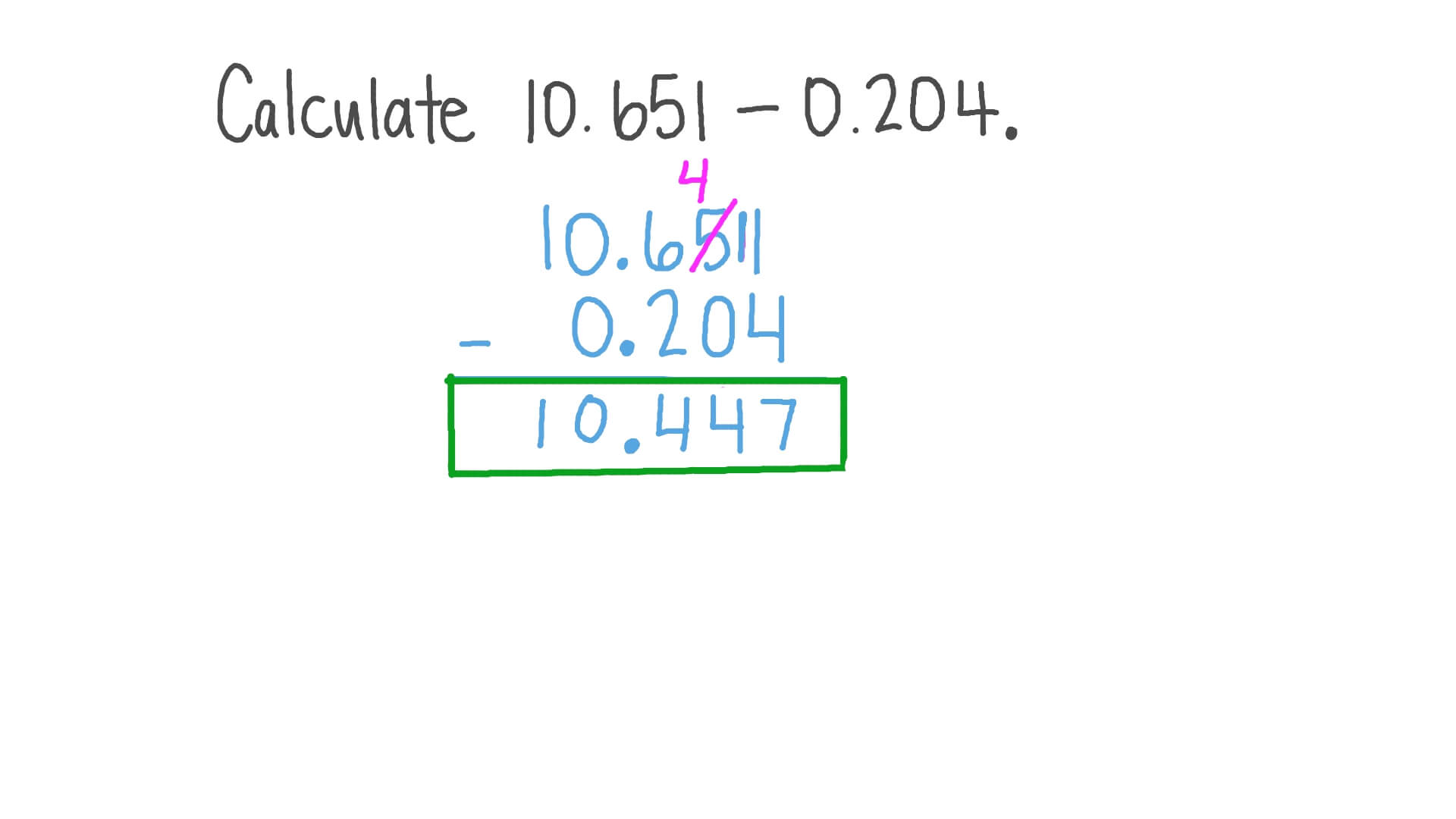 Subtracting Decimal Numbers