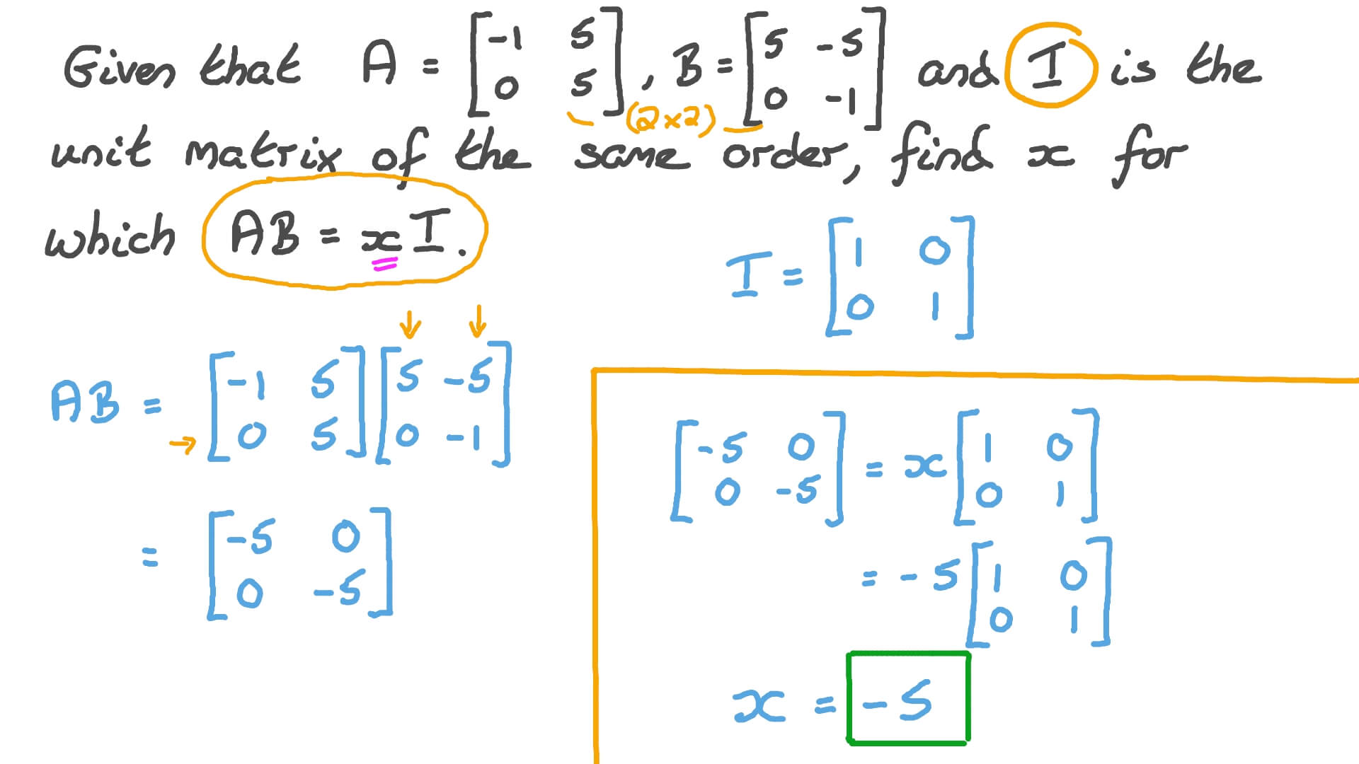 Question Video: Matrix Multiplication and Scalar Multiplication | Nagwa