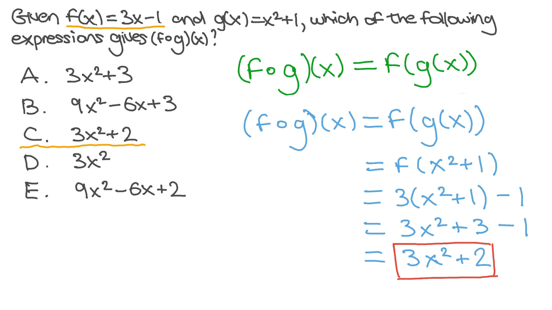 Question Video: Finding the Composite of Two Functions