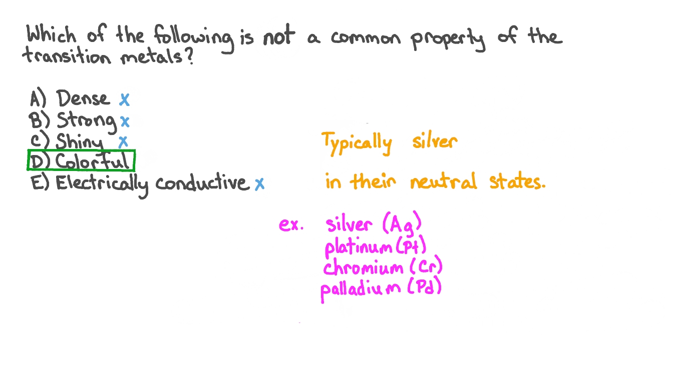 Recalling Common Properties of the Transition Metals
