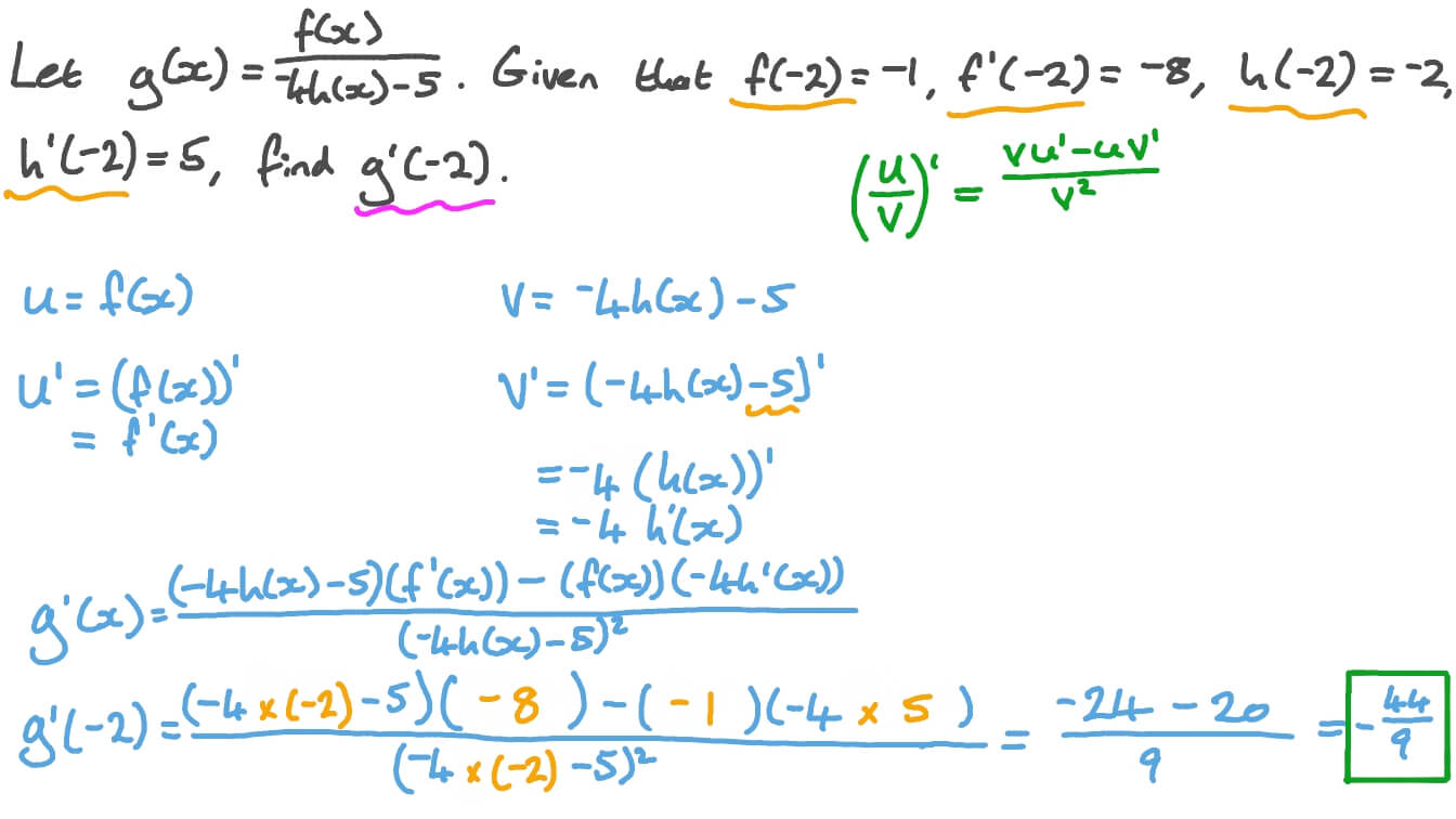 Question Video: Differentiating a Combination of Rational Functions ...