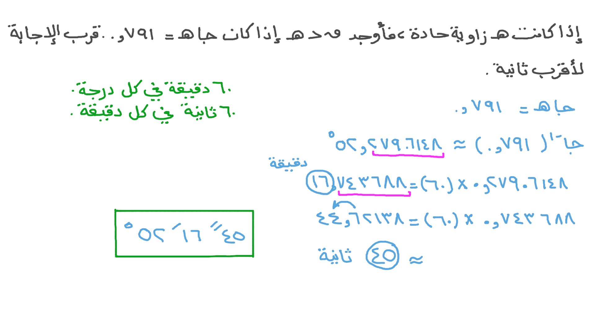 ﻿استخدام الدوال المثلثية العكسية لحل المعادلات المثلثية