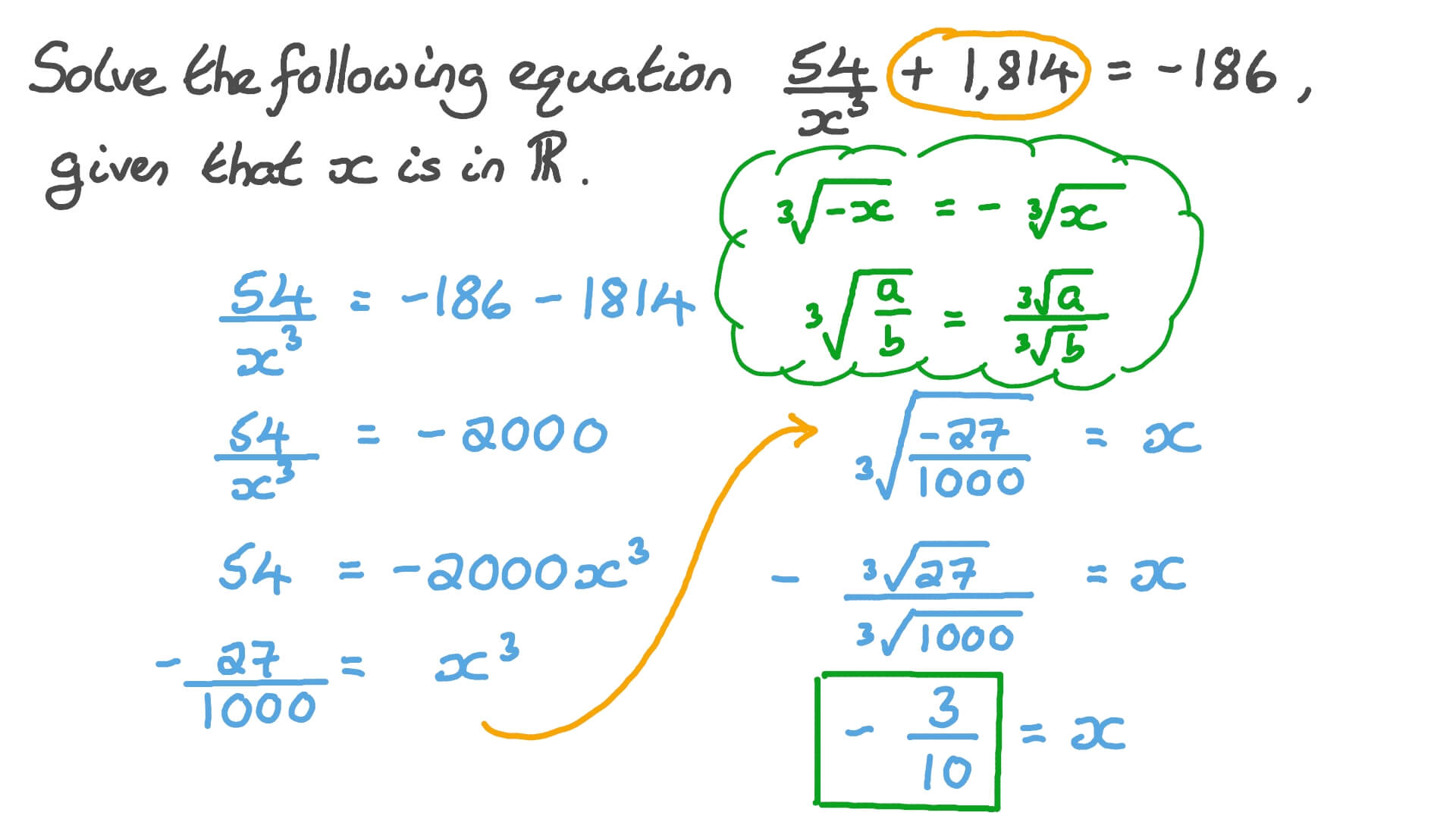 question-video-solving-cubic-equations-over-the-set-of-real-numbers
