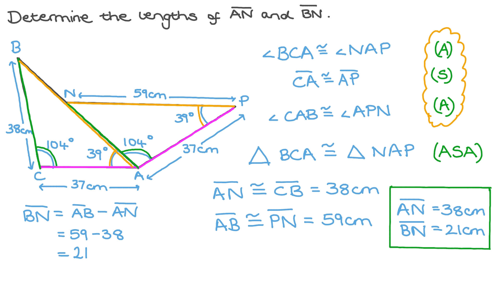 Finding the Length of a Side in a Triangle given the Corresponding Side in a Congruent Triangle and the Other Side Lengths of Both Triangles