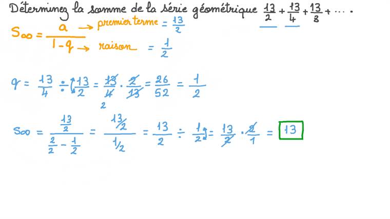 Leçon: Somme d’une suite géométrique infinie | Nagwa