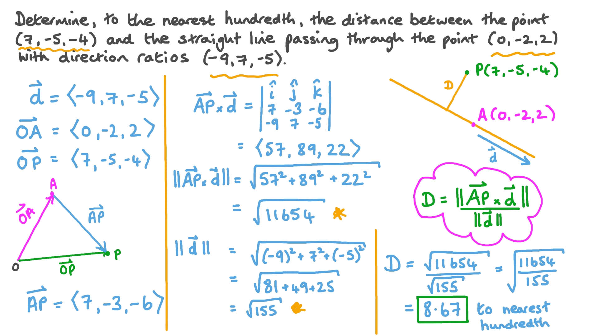 Question Video: Finding Distances between Points and Straight Lines | Nagwa