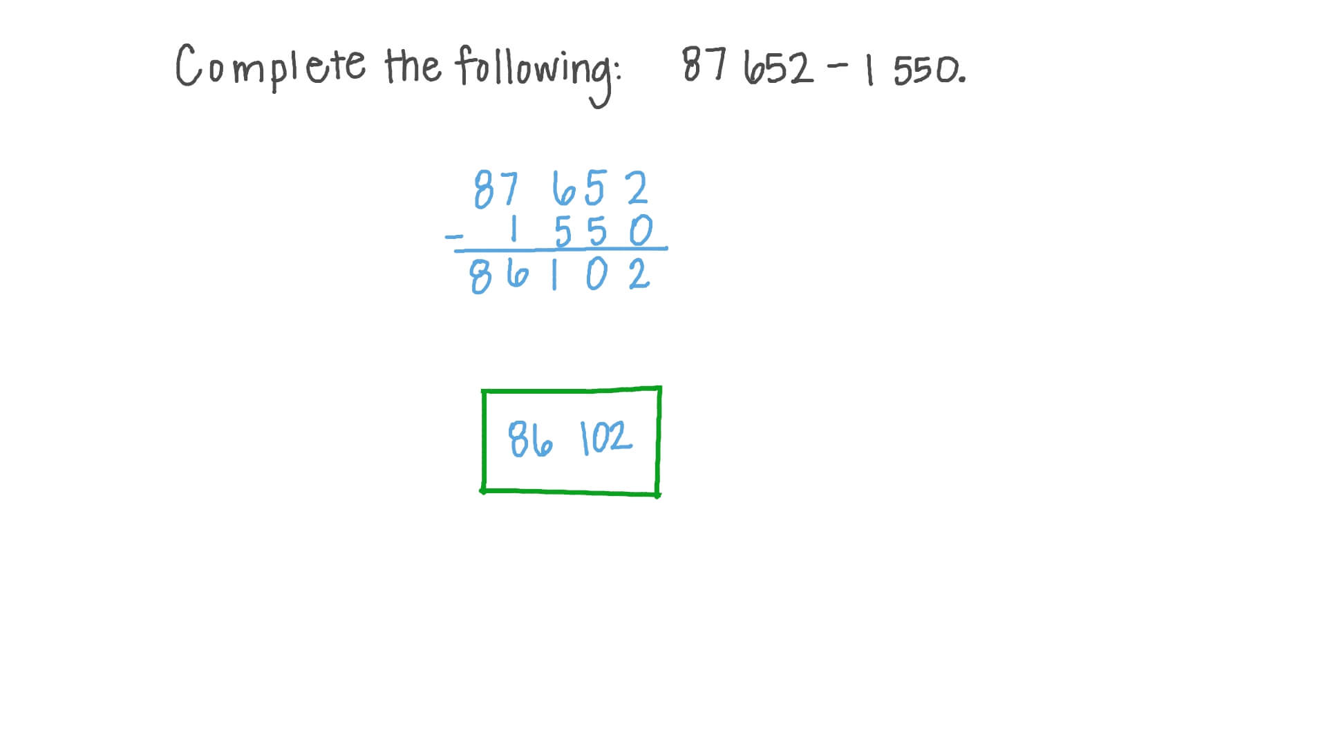 Subtracting Two Multidigit Numbers