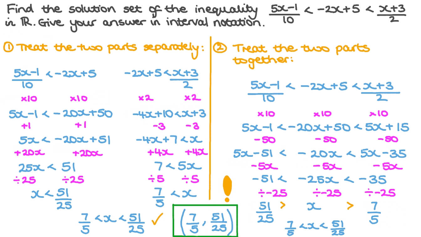Question Video Finding The Solution Set Of Linear Inequalities With 