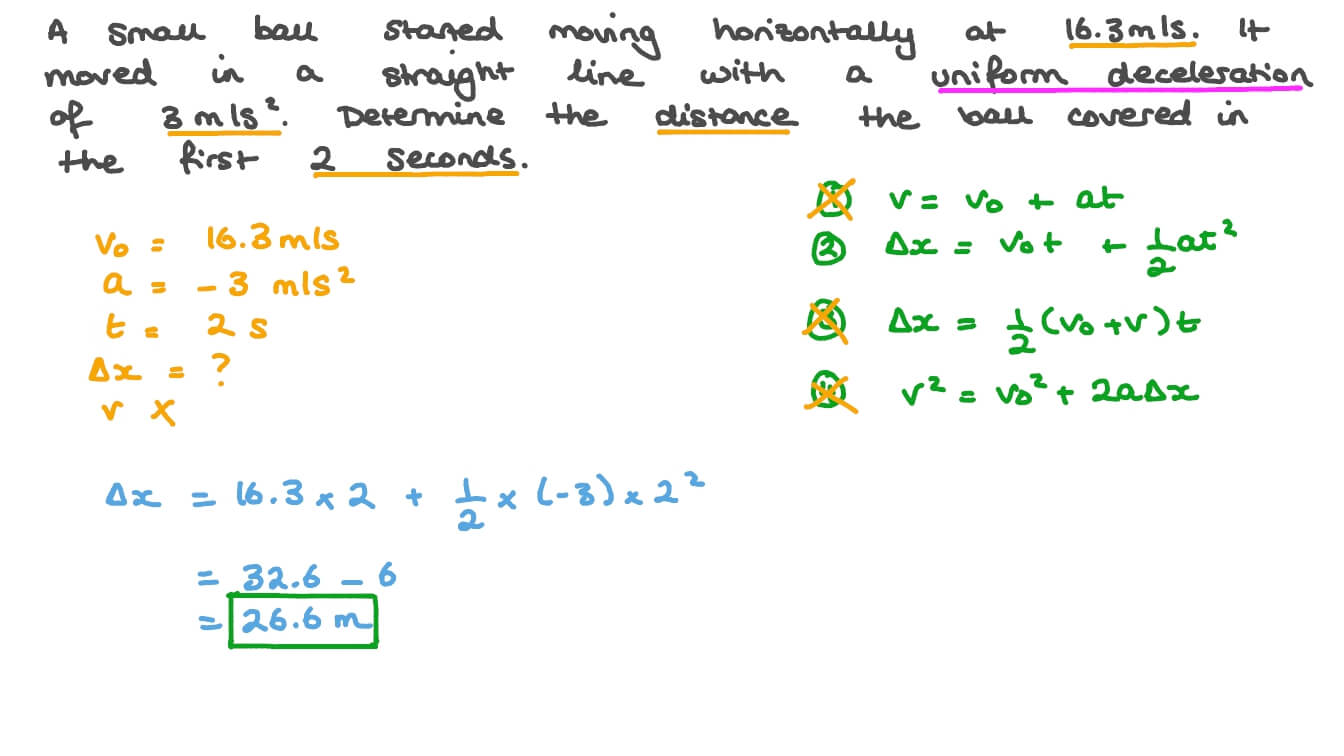 Question Video Finding the Displacement of a Body Moving with Uniform