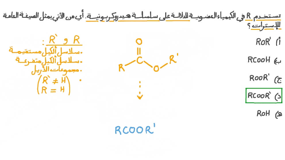 تحديد الصيغة العامة للإسترات