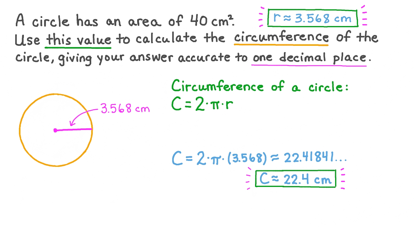 Question Video Finding The Radius And Circumference Of A Circle Given