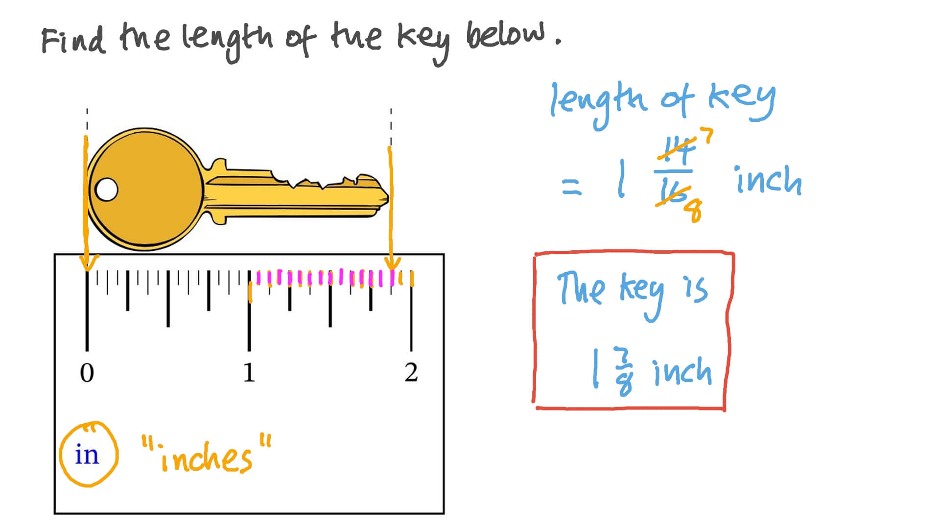 Question Video: Identifying the Length of an Object Using a Ruler | Nagwa