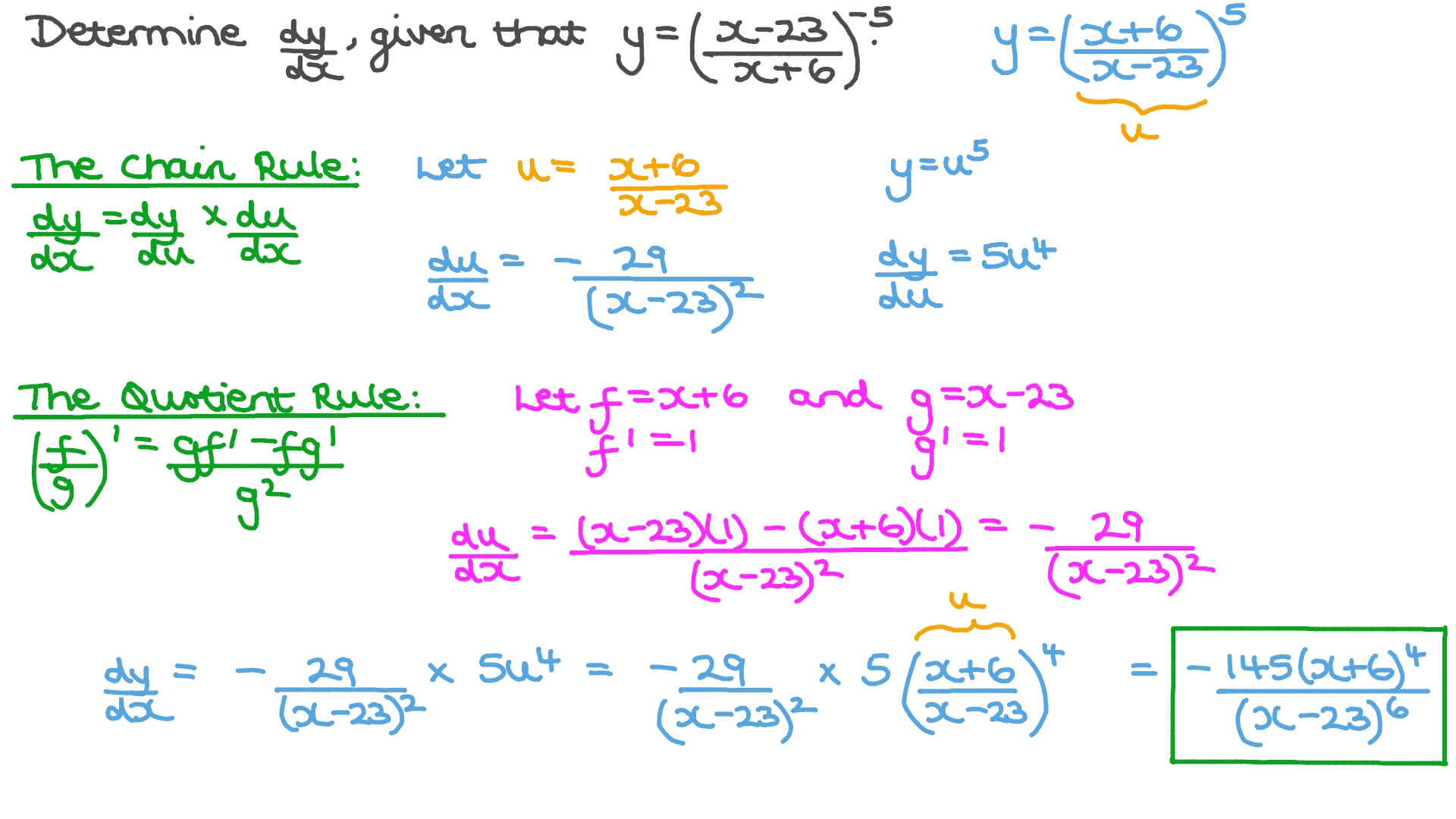 Question Video: Differentiating Rational Functions Using the Quotient ...