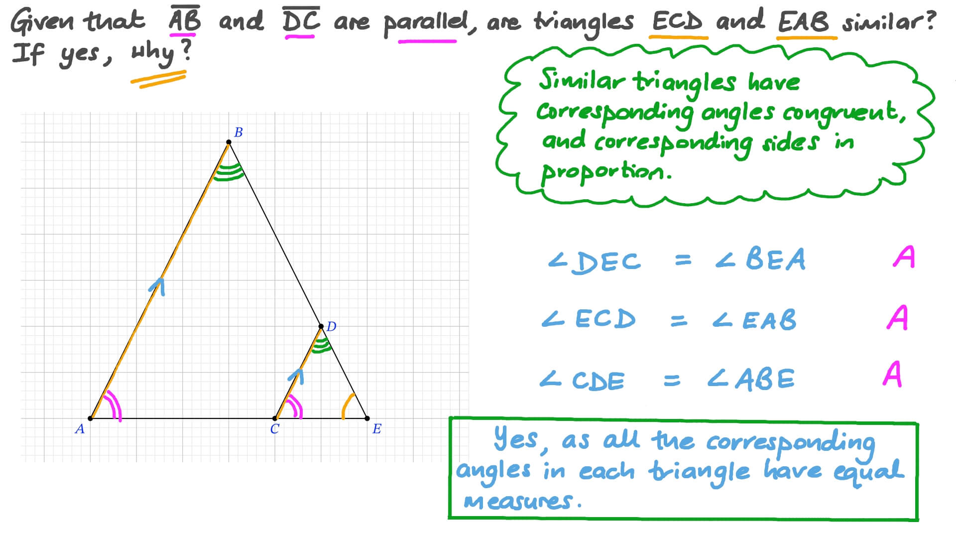 Question Video Proving The Similarity Of Two Triangles Nagwa