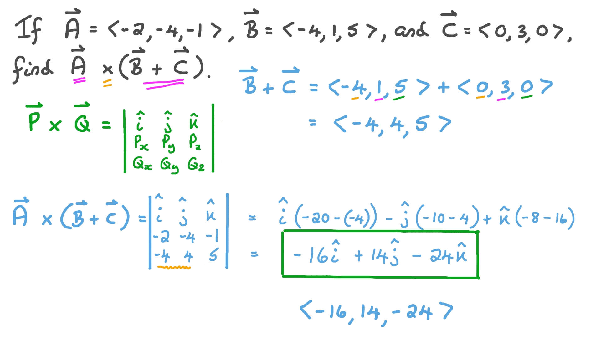 Question Video Finding the Cross Product of Vectors Nagwa