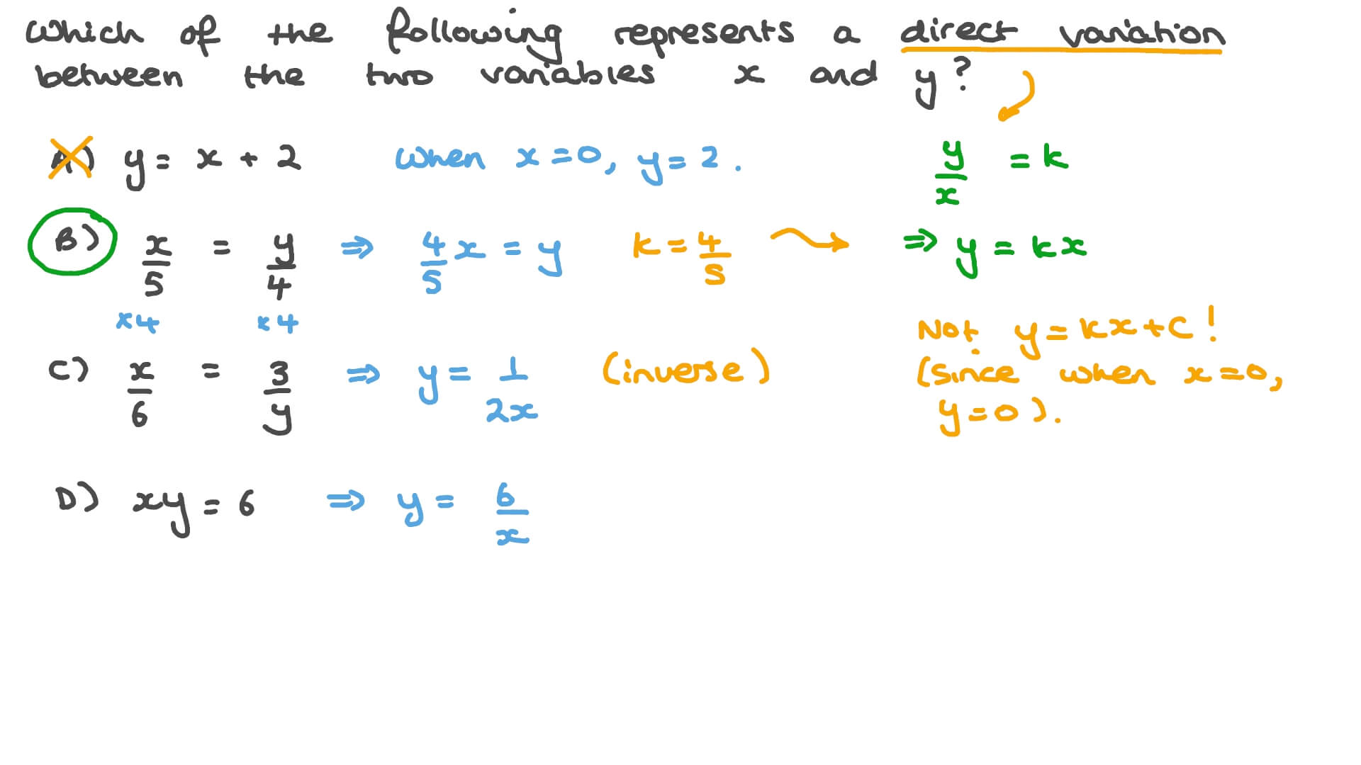 Question Video Writing The Proportional Relationship Between Two 