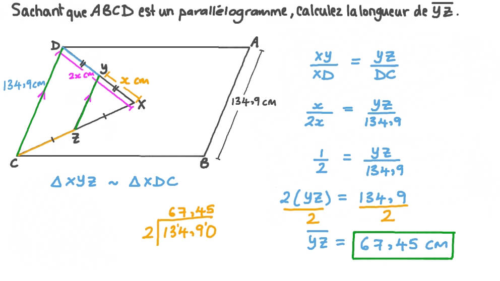 Déterminer les longueurs inconnues dans un triangle connaissant les longueurs des autres côtés en utilisant les relations des droites parallèles