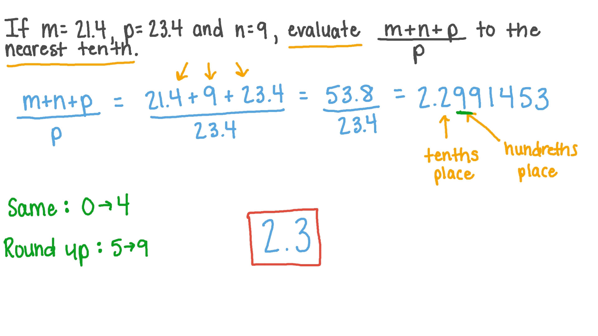Evaluating Algebraic Fractions Involving Decimal Numbers