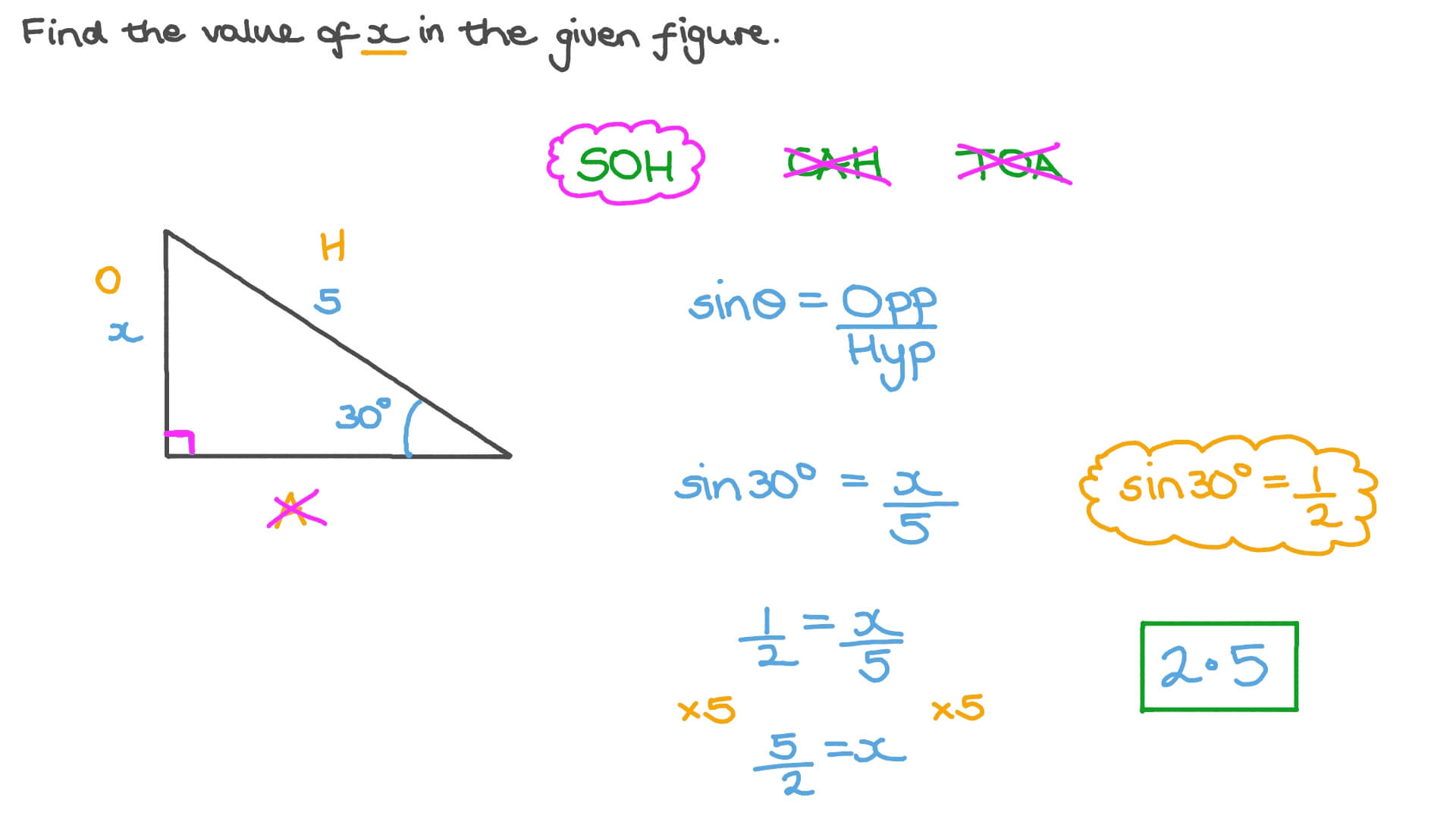 Question Video Finding The Unknown Length In A Right Triangle Using 