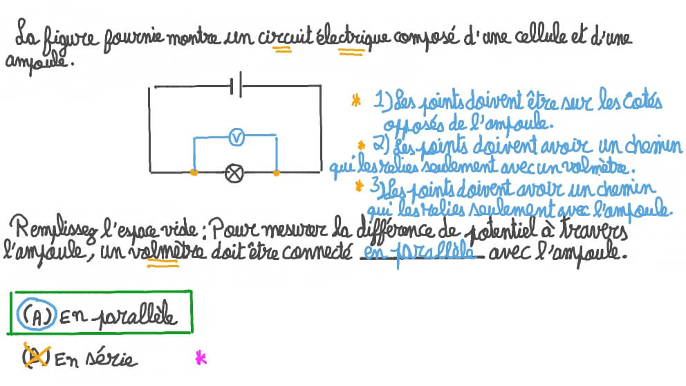 Rappeler si un voltmètre doit être connecté en série ou en parallèle