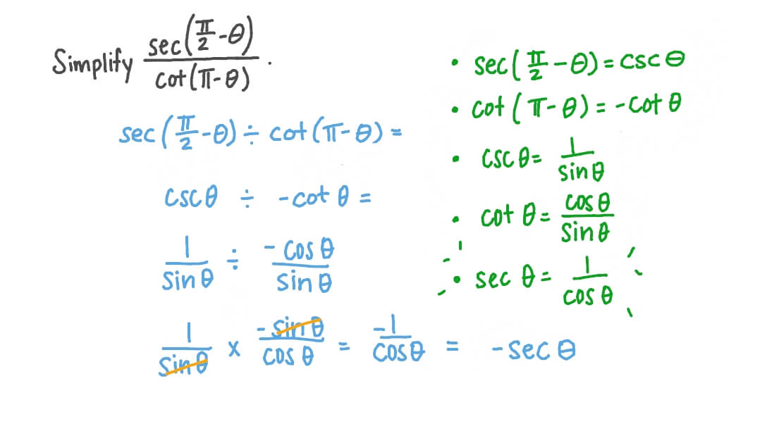 Question Video: Using Trigonometric Identities to Simplify a