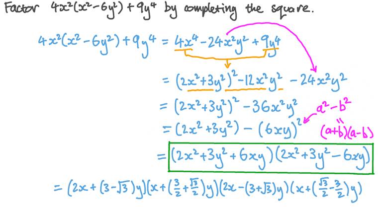 Lesson: Factoring by Completing the Square | Nagwa