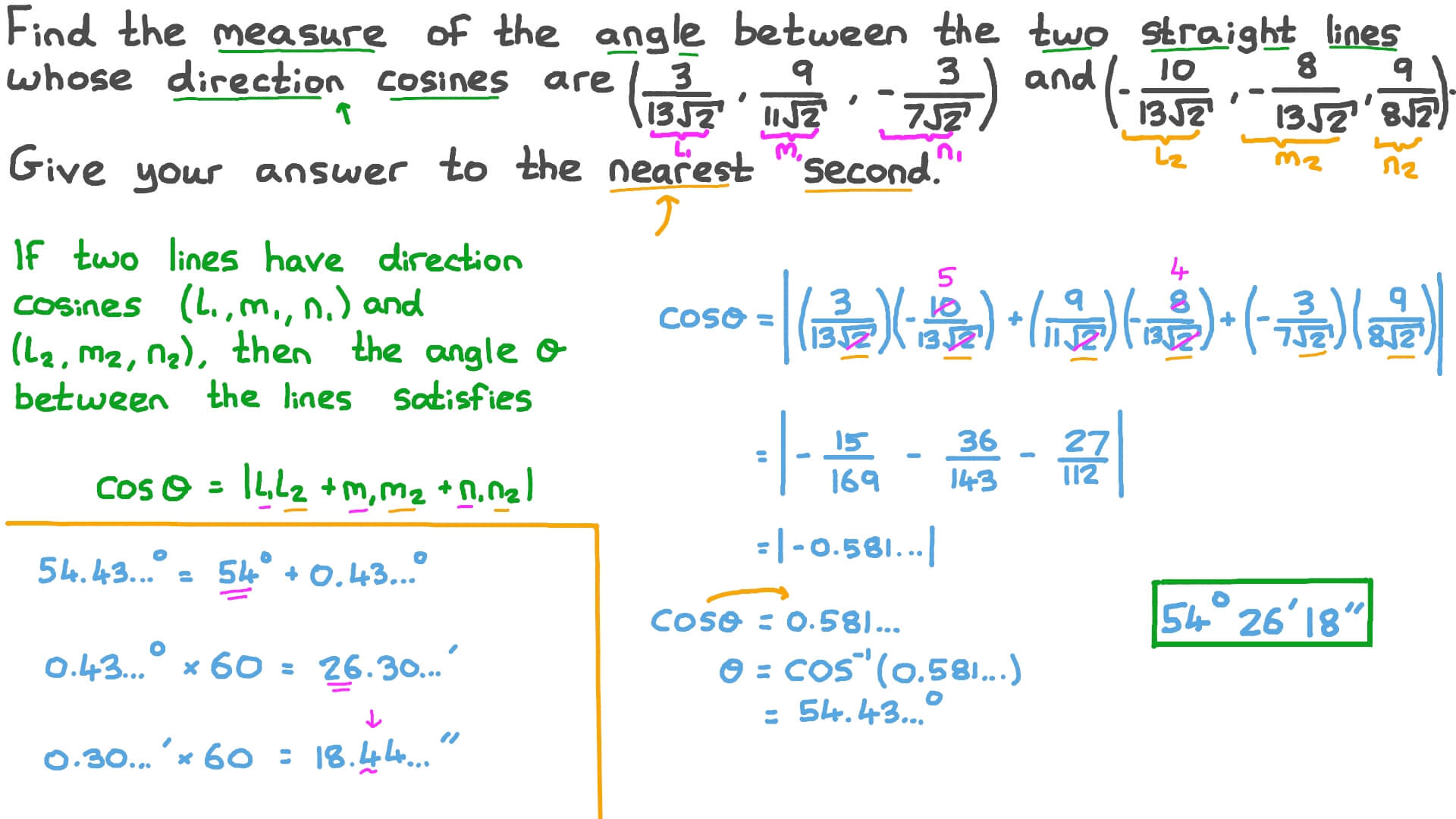 Question Video Finding the Measure of the Angle between Two Straight