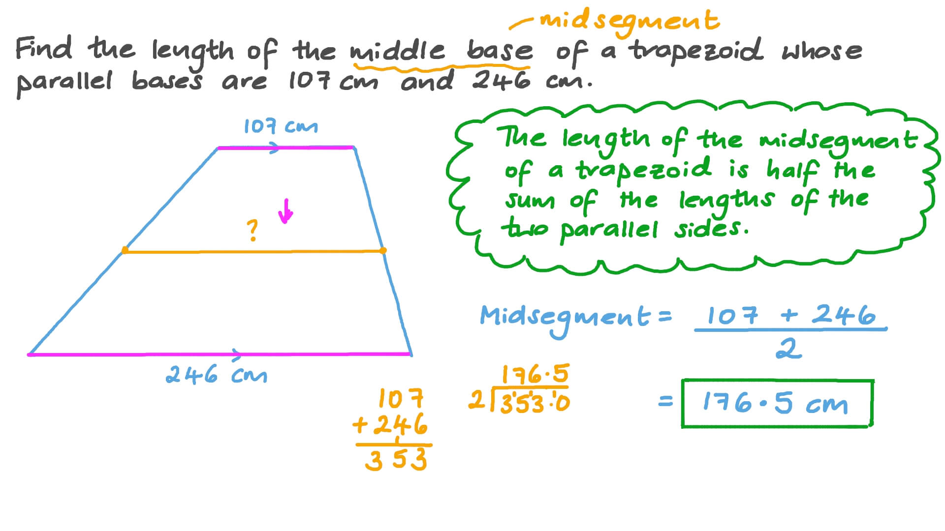 Question Video Finding The Length Of The Middle Base Of A Trapezoid