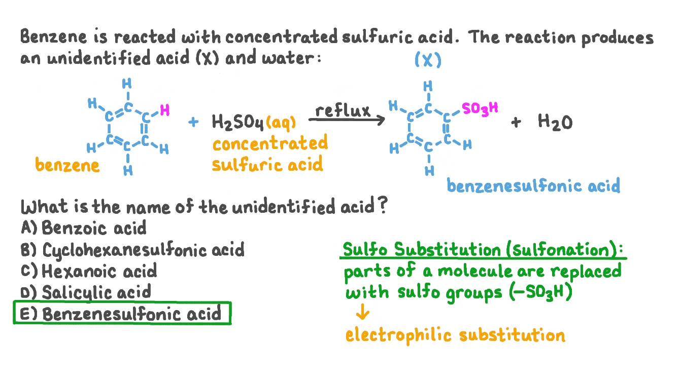 Identifying the Name of the Acid Produced When Benzene Reacts with Concentrated Sulfuric Acid