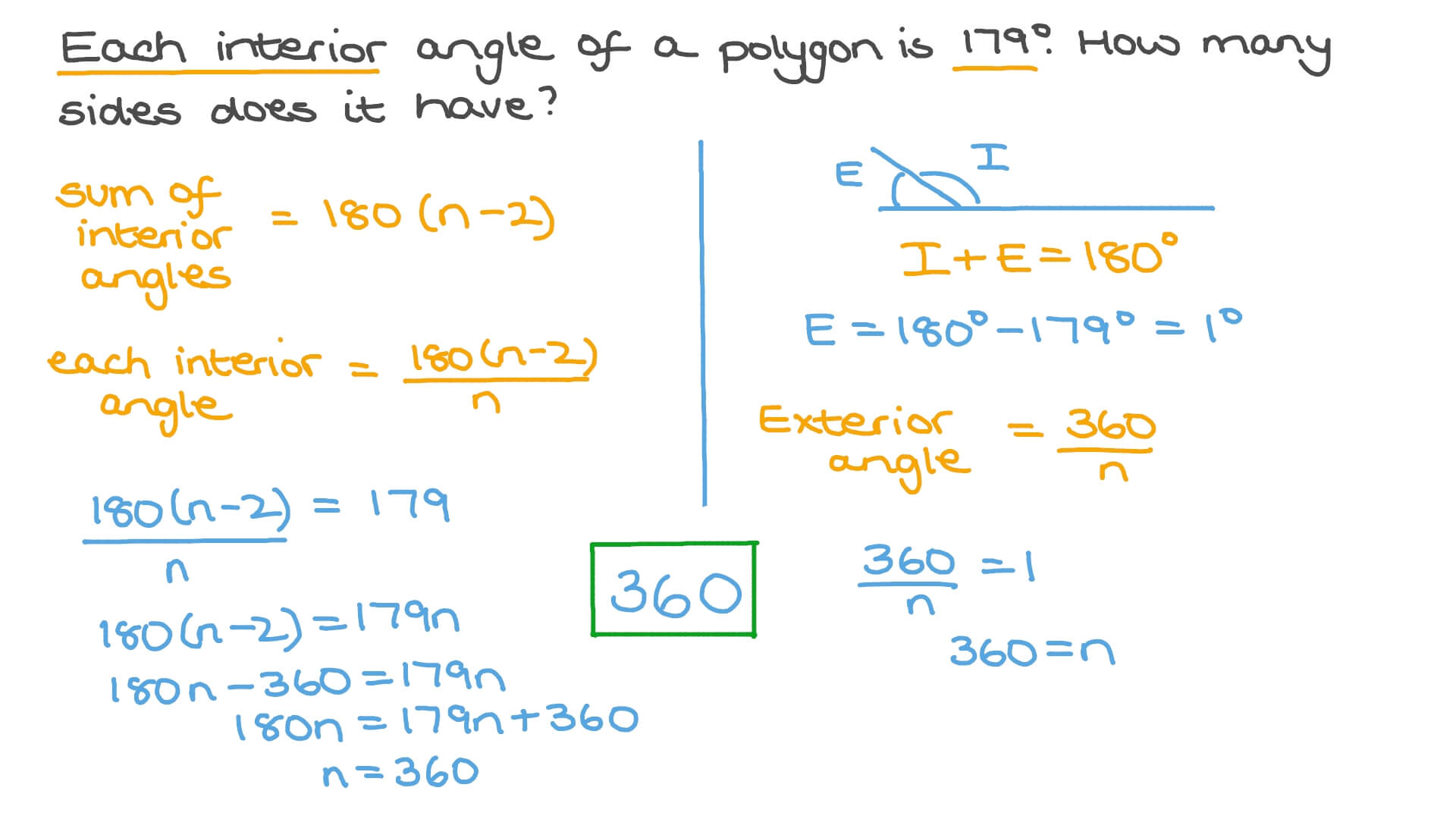 Question Video Finding The Number Of Sides Of A Polygon Given The 