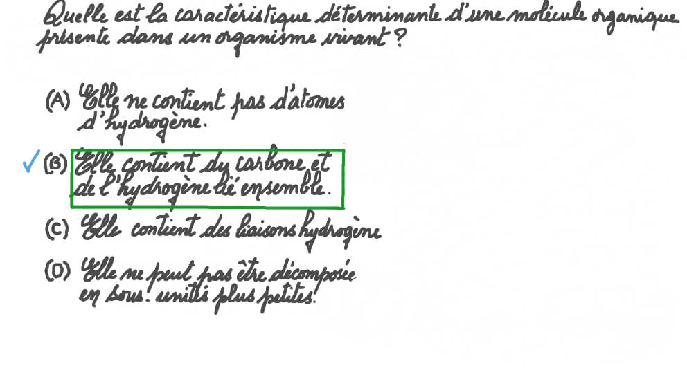 Rappeler la caractéristique déterminante d’une molécule organique