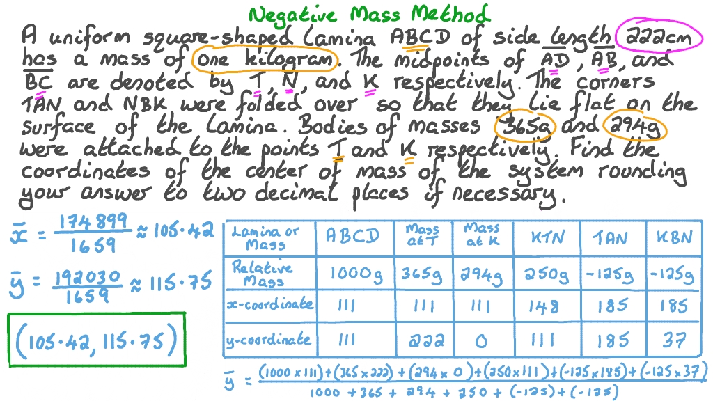 Finding the Coordinates of the Center of Mass of a Nonuniform Lamina Composed of a Triangle and a Rectangle