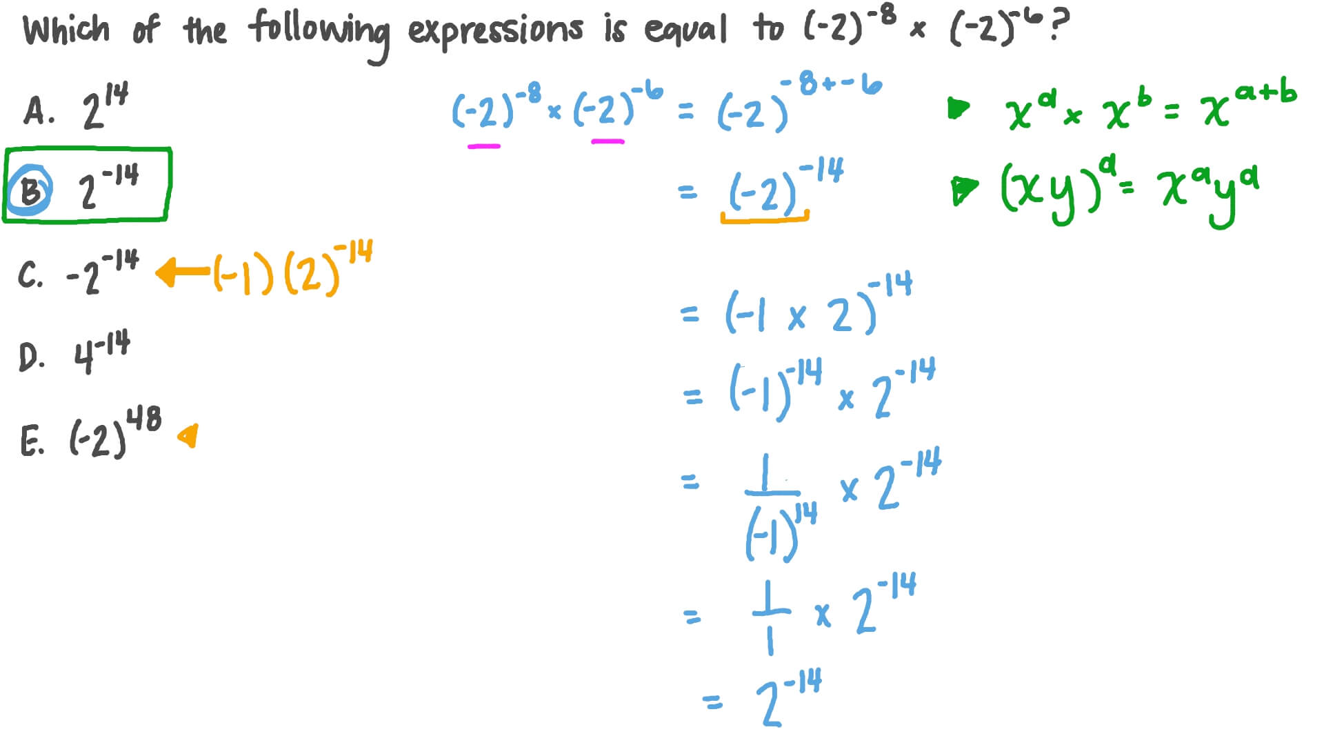 Question Video: Multiplying Negative Integer Expressions with Negative ...